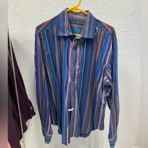 Robert Graham multicolored striped long sleeve button up shirt, XL